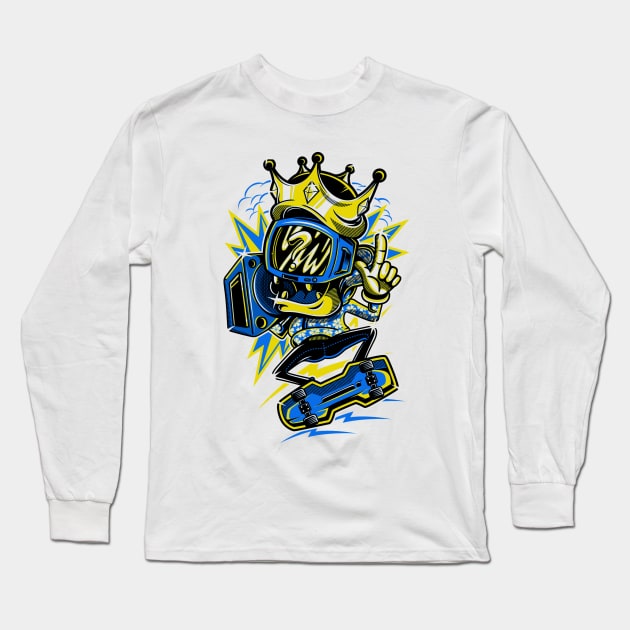 King TV Skater Blue Gold Long Sleeve T-Shirt by BradleyHeal